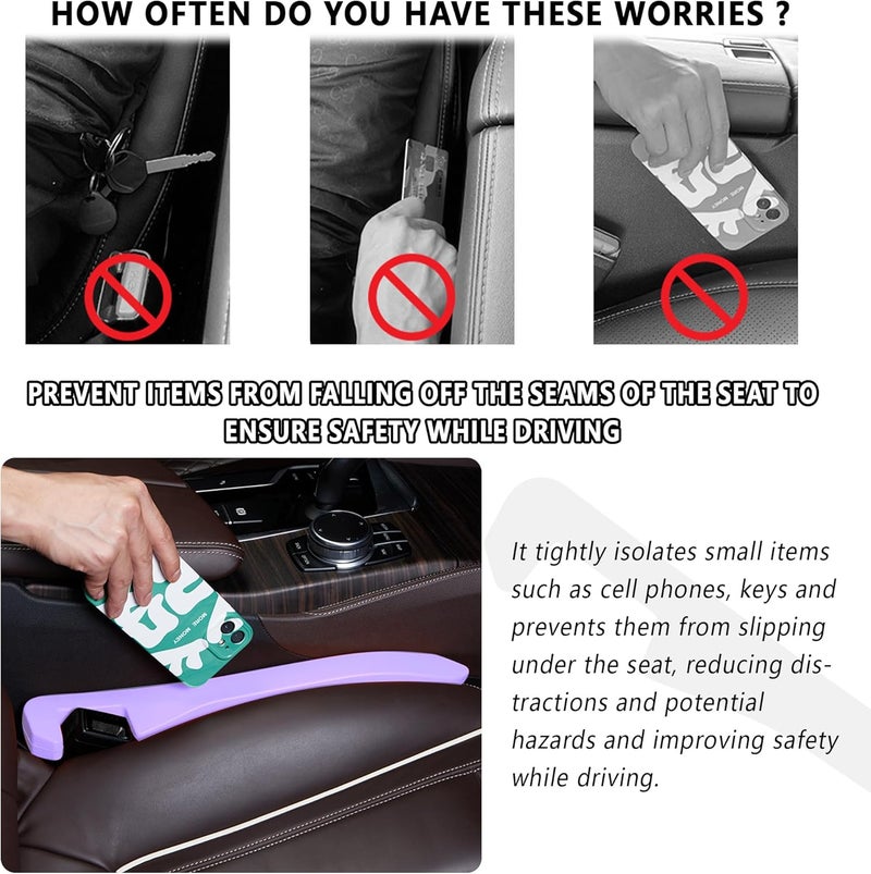 Junecarp Car Seat Gap Filler 2 Pack,Car Gap Filler Organizer to Impede Items from Dropping,Essential Interior Car Accessories Seat Gap Plug (Purple) - Image 5